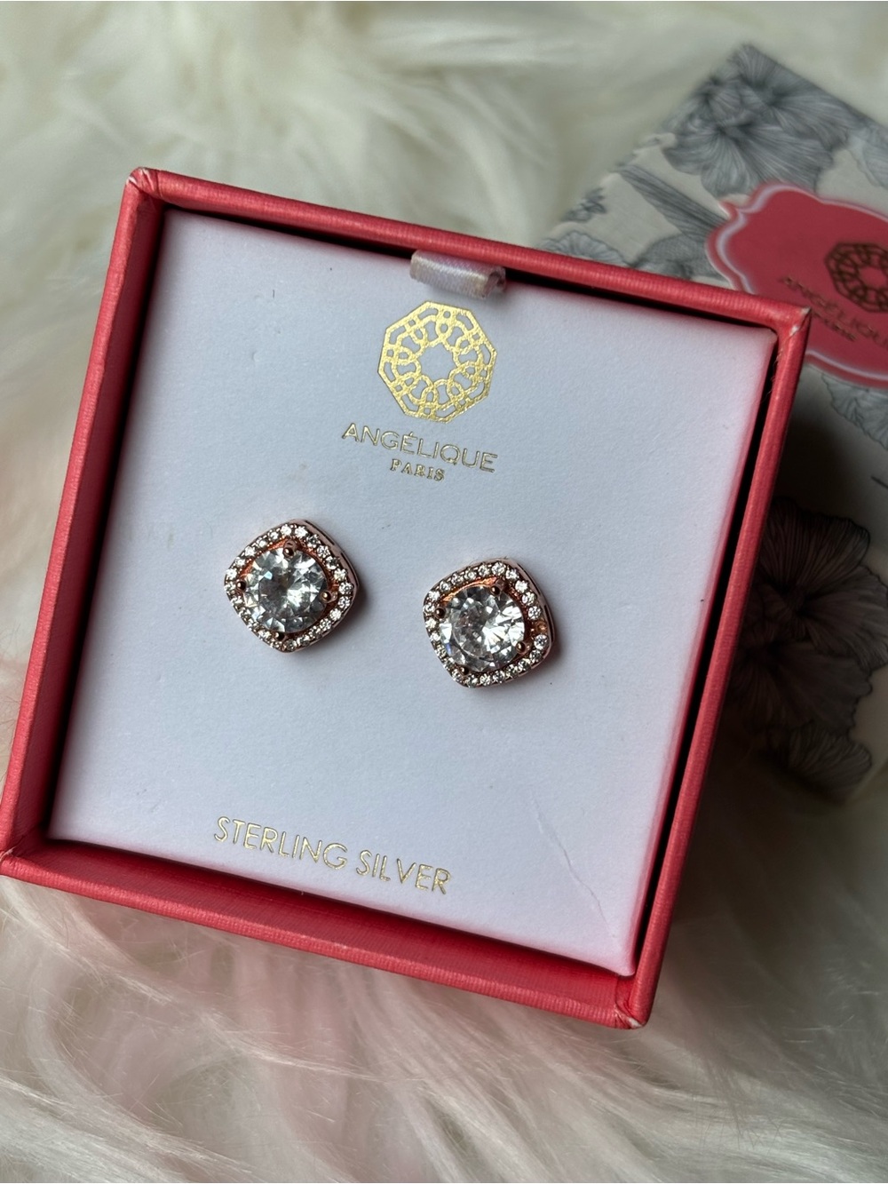 Rose Gold & Clear Crystal Halo Stud Earrings